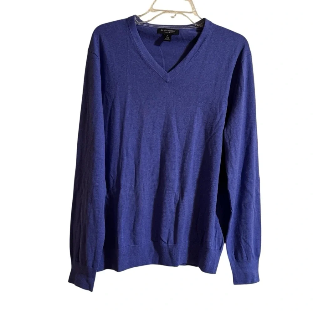 Banana Republic Luxury Blend Purple Sweater Knit V-neck Silk Cashmere Classic L